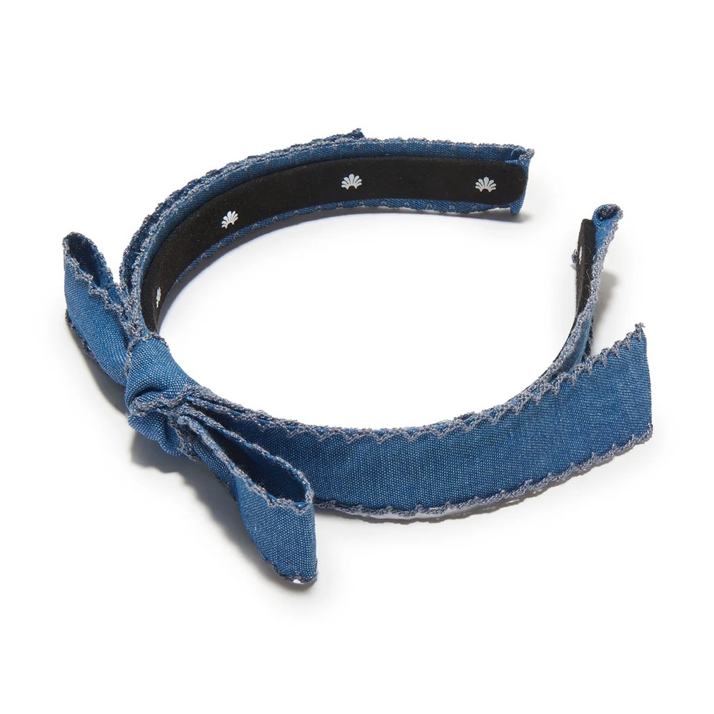 LELE SADOUGHI DENIM BARDOT SCALLOPED EDGE HEADBAND